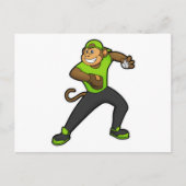 Aap bij honkbal met honknuppel briefkaart (Voorkant)