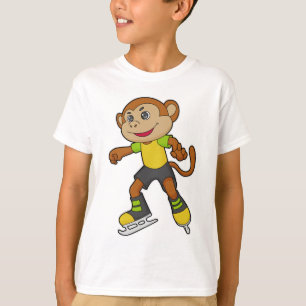aap bij ijsschaatsen met ijsschaatsen t-shirt