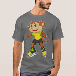 aap bij ijsschaatsen met ijsschaatsen t-shirt