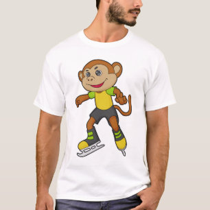 aap bij ijsschaatsen met ijsschaatsen t-shirt