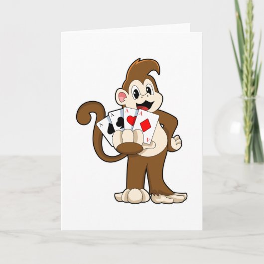 Aap bij poker met pokerkaarten kaart (Voorkant)