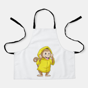 aap bij Raining met regenjas Schort
