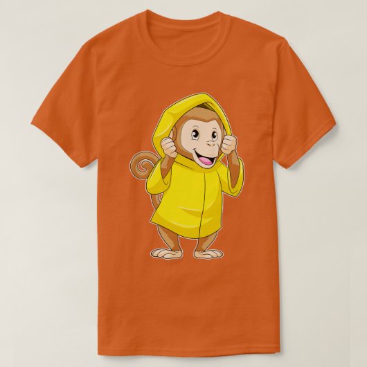 aap bij Raining met regenjas T-shirt (Design voorkant)