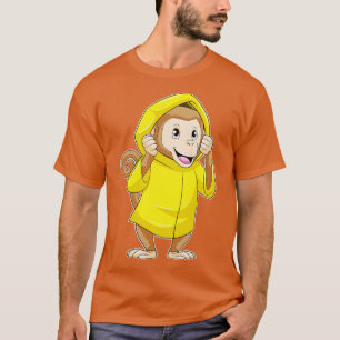 aap bij Raining met regenjas T-shirt