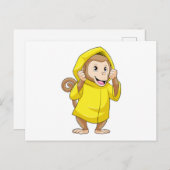 Aap bij regen met regenjas briefkaart (Voorkant / Achterkant)
