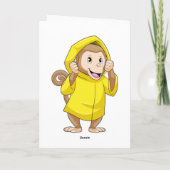 Aap bij regen met regenjas kaart (Achterkant)