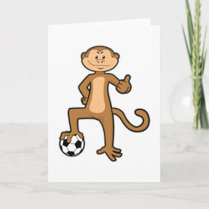 Aap bij sport met voetbal kaart