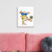 aap bij sport met volleybal canvas afdruk (Insitu (Woonkamer))