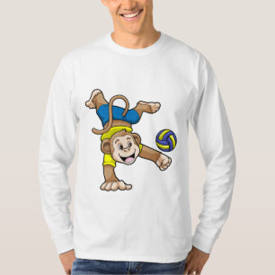 aap bij sport met volleybal t-shirt