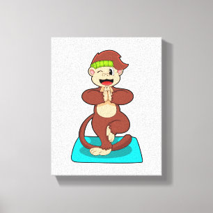 aap bij Yoga in de Permanente Canvas Afdruk