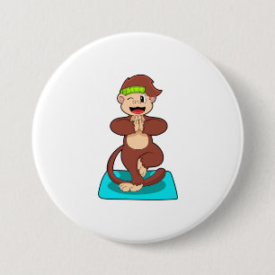 aap bij Yoga in de Permanente Ronde Button 7,6 Cm