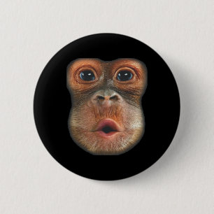 Aap Blaast Buik Gezicht Ronde Button 5,7 Cm