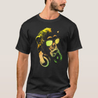 Aap Chimp Met Zonnebril En Hoofdtelefoon