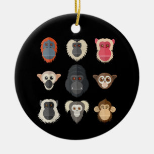Aap Chimpansee Gorilla Slingeraap Eekhoorn M Keramisch Ornament