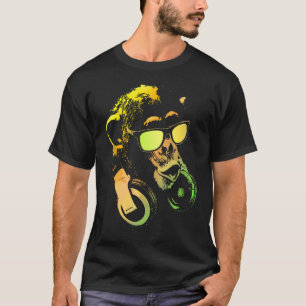 Aap Chimpansee Met Zonnebril En Hoofdtelefoon T-shirt