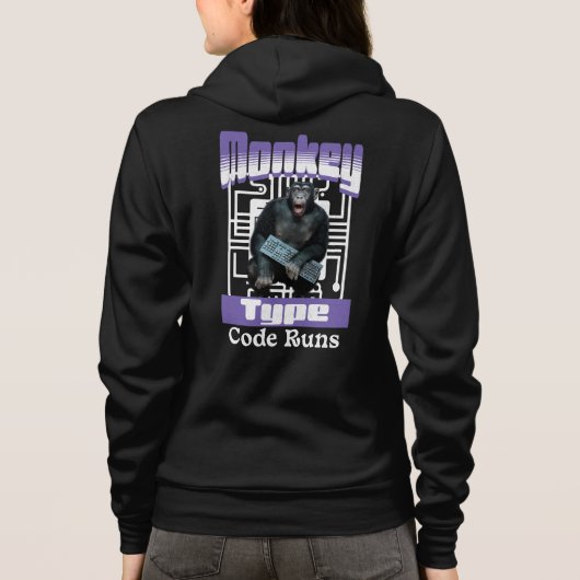 Aap die code typt laat programma's draaien - progr hoodie (Achterkant)