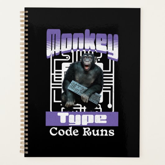 Aap die code typt laat programmeur humor los planner (Voorkant)