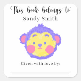 Aap - Dit boek is eigendom van met bericht Vierkante Sticker