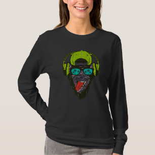 Aap DJ Met Koptelefoon Zonnebril Rave Techno H T-shirt