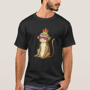 Aap draagt zonnebril en kroon Engeland VK-vlag T-shirt