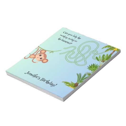 Aap en bananen doolhof verjaardagsfeestjes notitie notitieblok (Gedraaid)