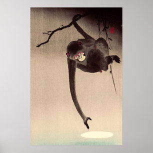 Aap en Maan Ohara Koson Vroeg 20ste Eeuw Poster