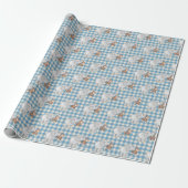 aap en olifant op gingham cadeaupapier (Uitgerold)