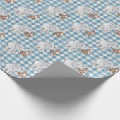 aap en olifant op gingham cadeaupapier (Hoek)