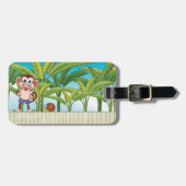 Aap en slak in een tropisch Oerwoud Bagagelabel (Voorkant horizontaal)