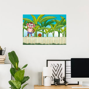 Aap en slak in een tropisch Oerwoud Poster