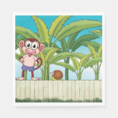 Aap en slak in een tropisch Oerwoud Servet (Voorkant)