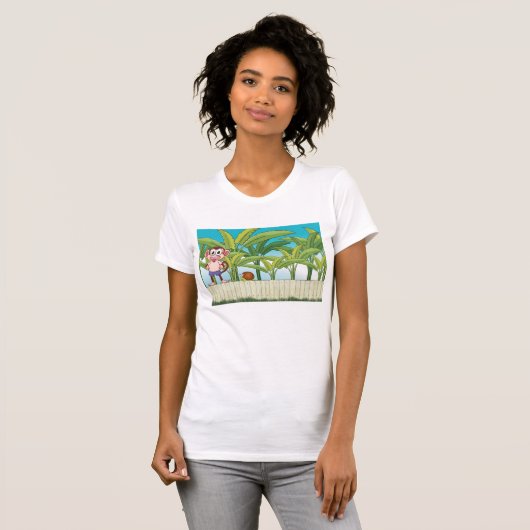 Aap en slak in een tropisch Oerwoud T-shirt (Voorkant volledig)