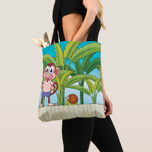 Aap en slak in tropisch junglescene draagtas