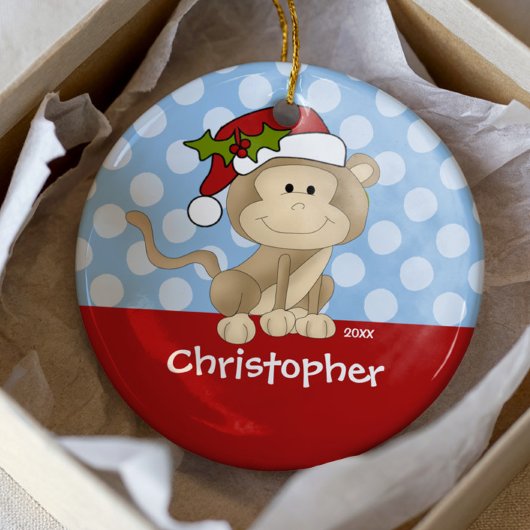 Aap Gepersonaliseerde Jongen Kerst Ornament