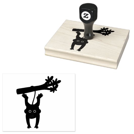 aap hangende groene boom 	rubberstempel (Gestempeld)