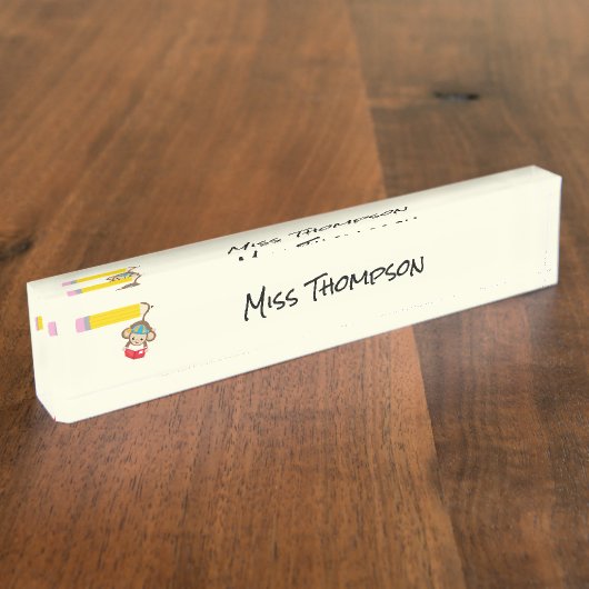 Aap Hanging door Tail Custom Teacher Naambordje (Zijkant)