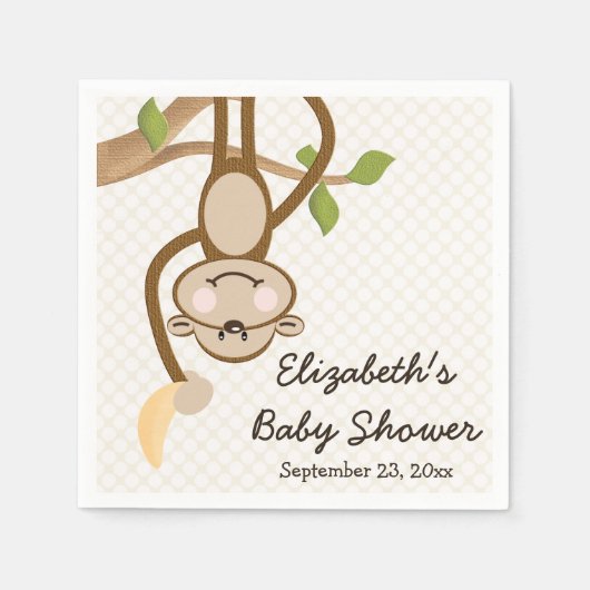 Aap hangt aan boom met banaan Baby shower Servetten (Voorkant)