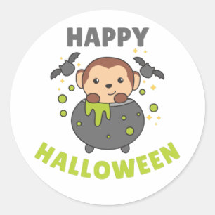 Aap Happy Halloween Cauldron Bat Classic Ronde Sticker