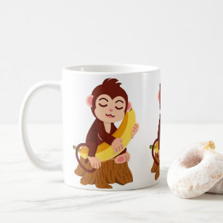 Aap houdt banaan cartoon koffiemok