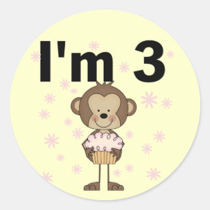 Aap Ik ben 3 Verjaardag Tshirts en geschenken Ronde Sticker
