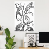  aap-illustratie - 1800 apen poster (Thuiskantoor)