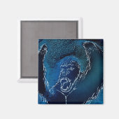 Aap in Azure Blue Magneet (Voorkant / Achterkant)