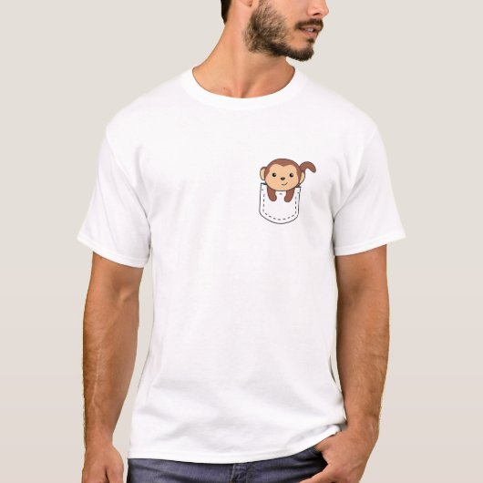 aap in bag , zoete apen in borst - pap animma t-shirt (Voorkant)