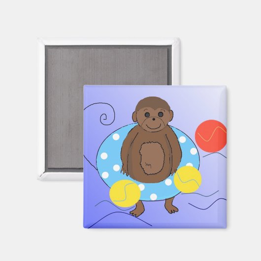 aap in de pool magneet (Voorkant / Achterkant)