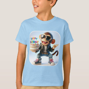 Aap in een leren jas, Happy Birthday, door Na T-shirt