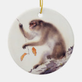 aap in een Persimmon-boom Keramisch Ornament (Voorkant)