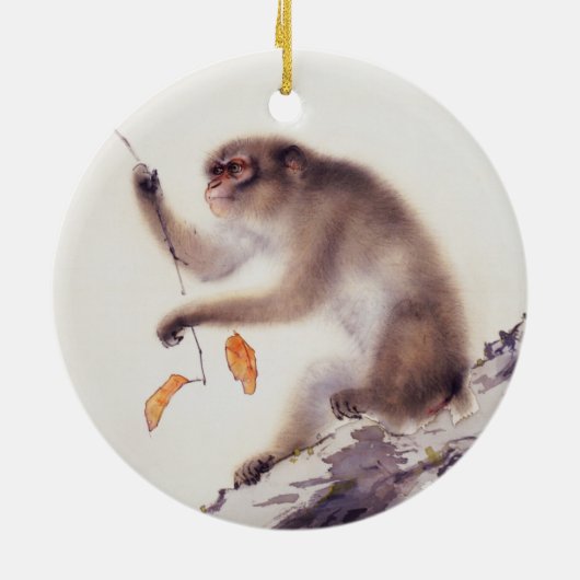 aap in een Persimmon-boom Keramisch Ornament (Achterkant)