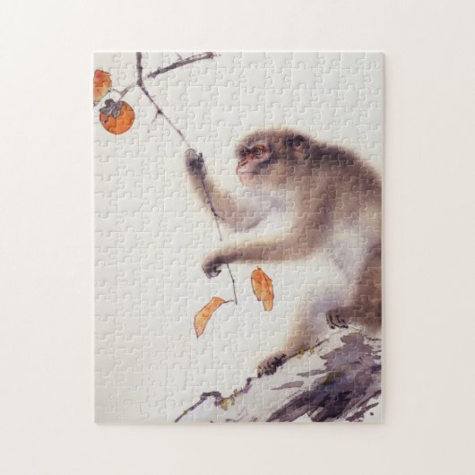 aap in een Persimmon-boom Legpuzzel (Verticaal)