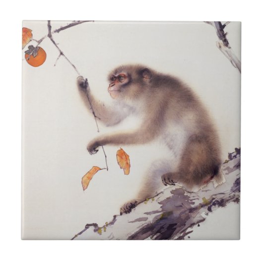 aap in een Persimmon-boom Tegeltje (Voorkant)