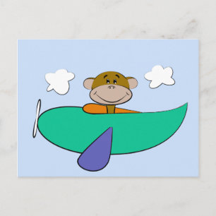 aap in het kleurrijke vliegtuig Birthday Briefkaart